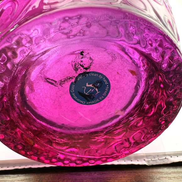 HUGE Lafiore Fuchia Pink vase Handblown in Spain 16" - Picture 8 of 9
